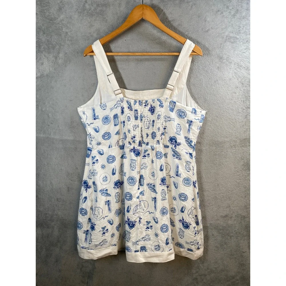 Abercrombie & Fitch Mini Dress Womens XXL Linen Blend Coastal Preppy Nautical - Picture 2 of 9
